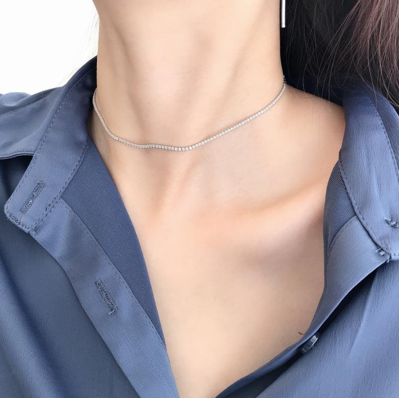 S925 Sterling Silver Full Diamond Necklace Exquisite Inlaid Short Choker Chain Stacked Silver Accessories Wholesale
S925 Sterling Silver Full Diamond Necklace Exquisite Inlaid Short Choker Chain Stacked Silver Accessories Wholesale