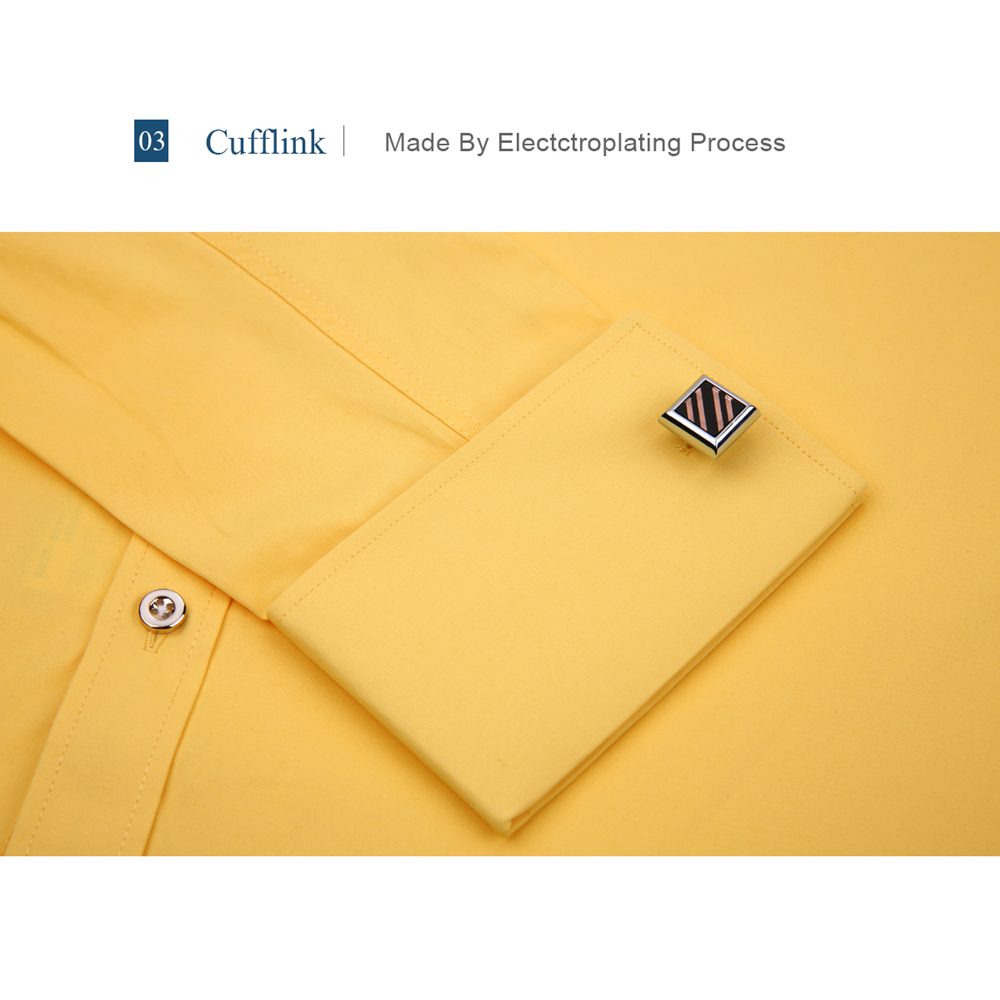 Alimens & Gentle Mens French Cuff Dress Shirt Men Long Sleeve Solid Color Striped Style Cufflink Include Fashion New 201123