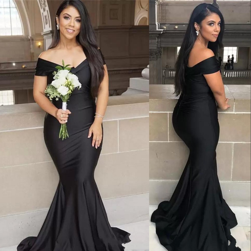 2022 Vintage Black Mermaid Long Bridesmaid Dresses Plus Size Off Shoulder Floor length Garden Maid of Honor Wedding Party Guest Gowns
2022 Vintage Black Mermaid Long Bridesmaid Dresses Plus Size Off Shoulder Floor length Garden Maid of Honor Wedding Party Guest Gowns