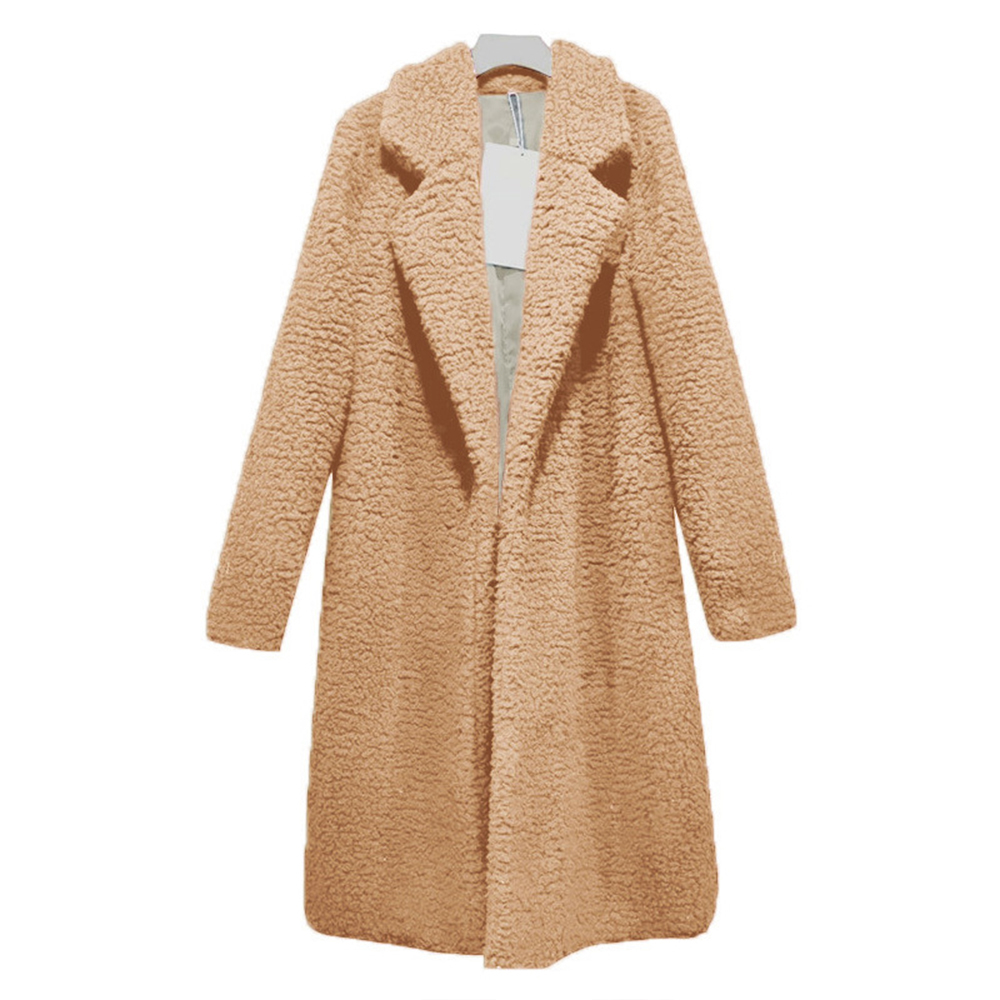 Diiwii Long Fleece Jackets Winter Warm Teddy Coat Cardigan Office Lady Sexy Women Wool Blends Full Tops Overcoats Plus Size 201102