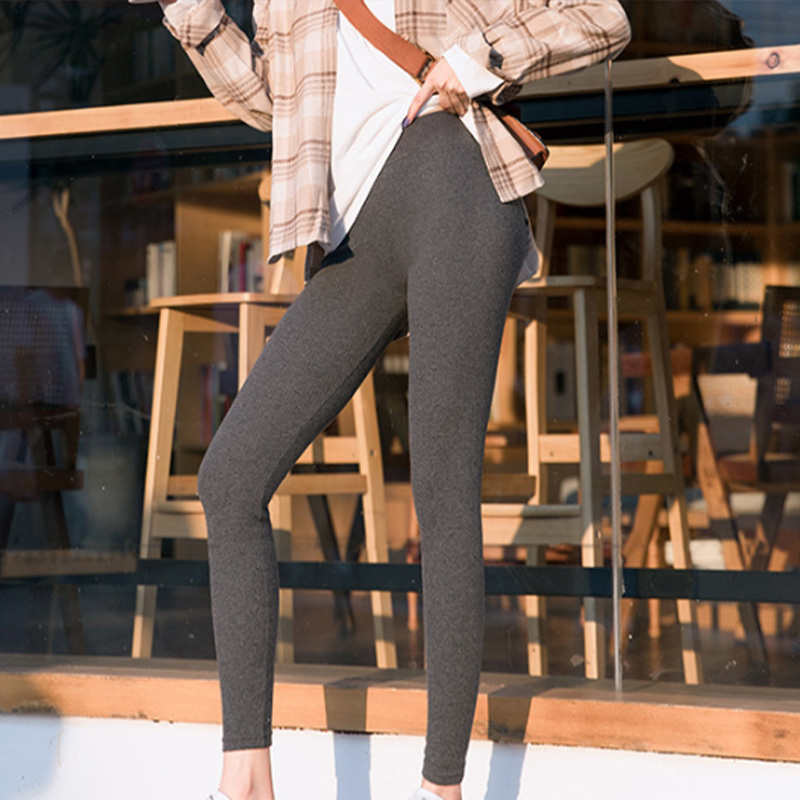 Ribbed Solid Skinny Basic Leggings Pants Women Elastic High Waist Long Pant Female Autumn Casual Bodycon Trousers Ladies 201202