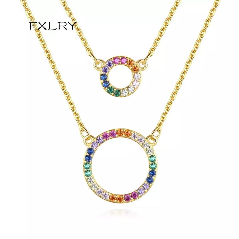 FXLRY New Arrival Micro-inlaid Zircon Rainbow Color Double Circles Pendant Necklace for Women Fine Jewelry
FXLRY New Arrival Micro-inlaid Zircon Rainbow Color Double Circles Pendant Necklace for Women Fine Jewelry