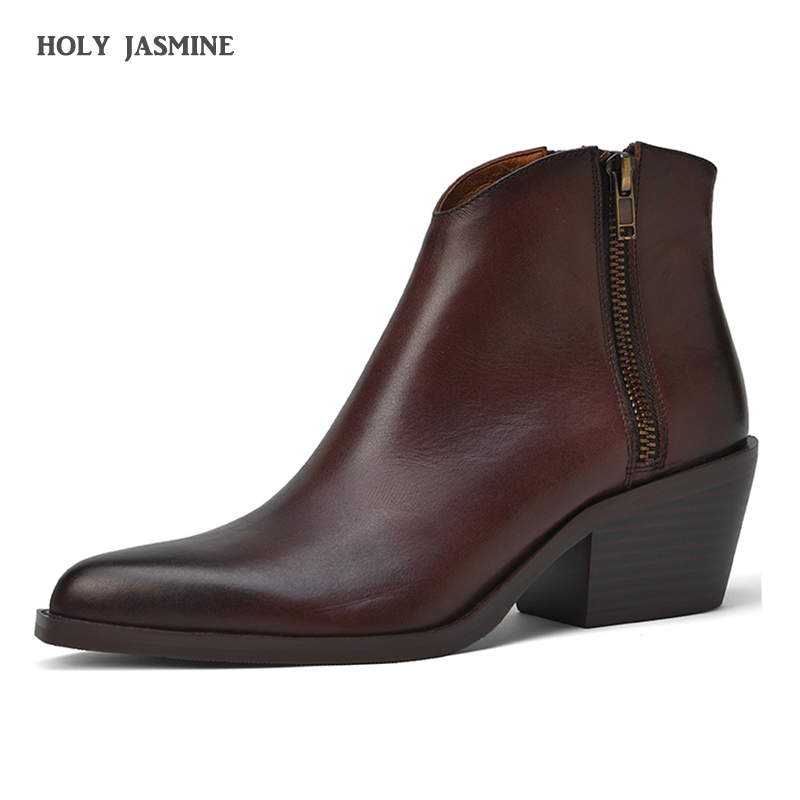 Cow Leather Women Ankle Boots Pointed Toe Footwear Cuban 5. High Heels Female Western Boot Fashion 2020 Winter Shoes Woman LJ201030, Black
Cow Leather Women Ankle Boots Pointed Toe Footwear Cuban 5. High Heels Female Western Boot Fashion 2020 Winter Shoes Woman LJ201030, Black