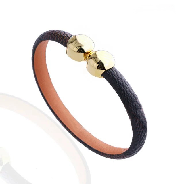 Europe America Fashion Lady Women Round Print Flower Design Double Round Head Rivets Engraved Historic Mini Leather Bracelet Bangle M6407E