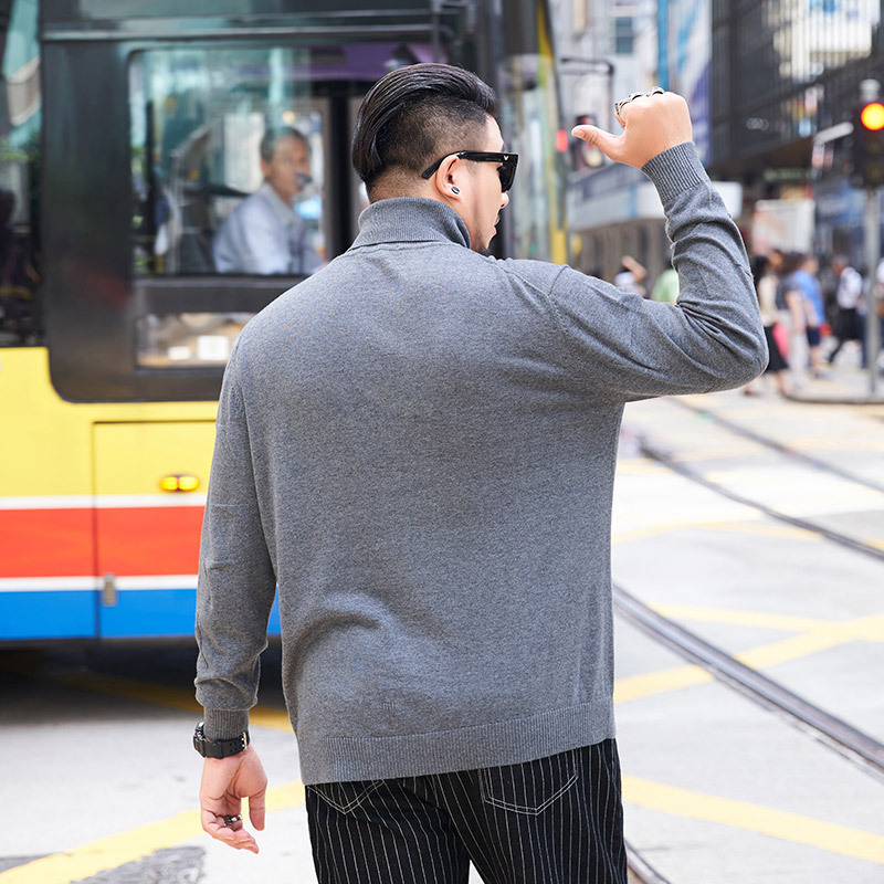 GXXH Spring and Autumn Plus Size 2xl5XL 6xl 7xl 8XL big men's wear trendy sweater loose Turtleneck plus thin knitted Sweaters 201125