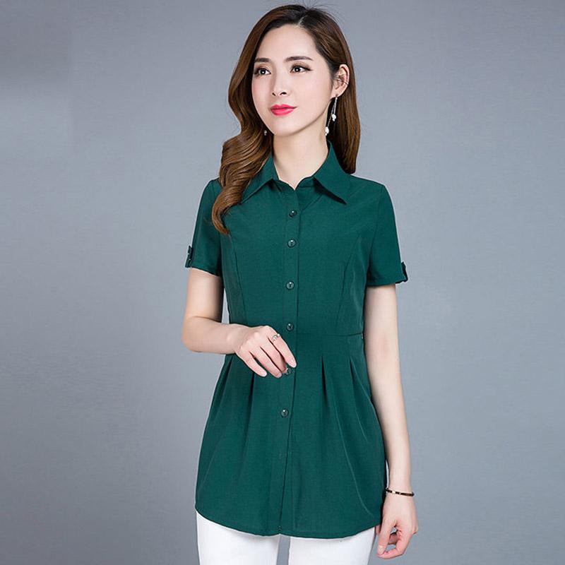 Women Spring Summer Style Chiffon blouses Shirts Lady Casual Short Sleeve Turn-down Collar Blusas Tops RR0039, Green 
Women Spring Summer Style Chiffon blouses Shirts Lady Casual Short Sleeve Turn-down Collar Blusas Tops RR0039, Green