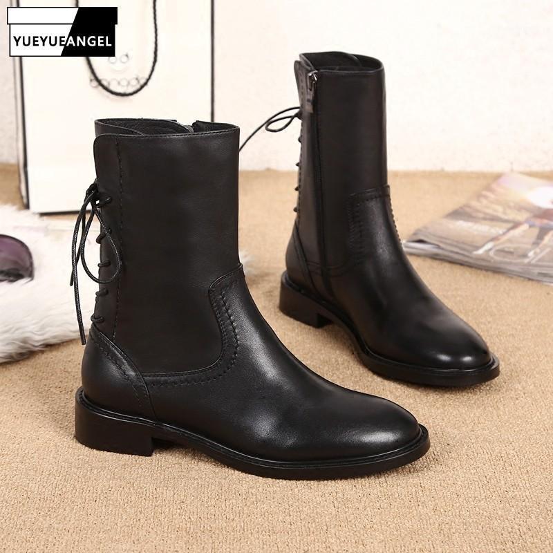 England Style Ankle Boots Women Genuine Cowhide Round Toe Lace-Up Thick Heel Shoes Female Winter Black Motorcycle Flat Boots1, Black fleece lining
England Style Ankle Boots Women Genuine Cowhide Round Toe Lace-Up Thick Heel Shoes Female Winter Black Motorcycle Flat Boots1, Black fleece lining