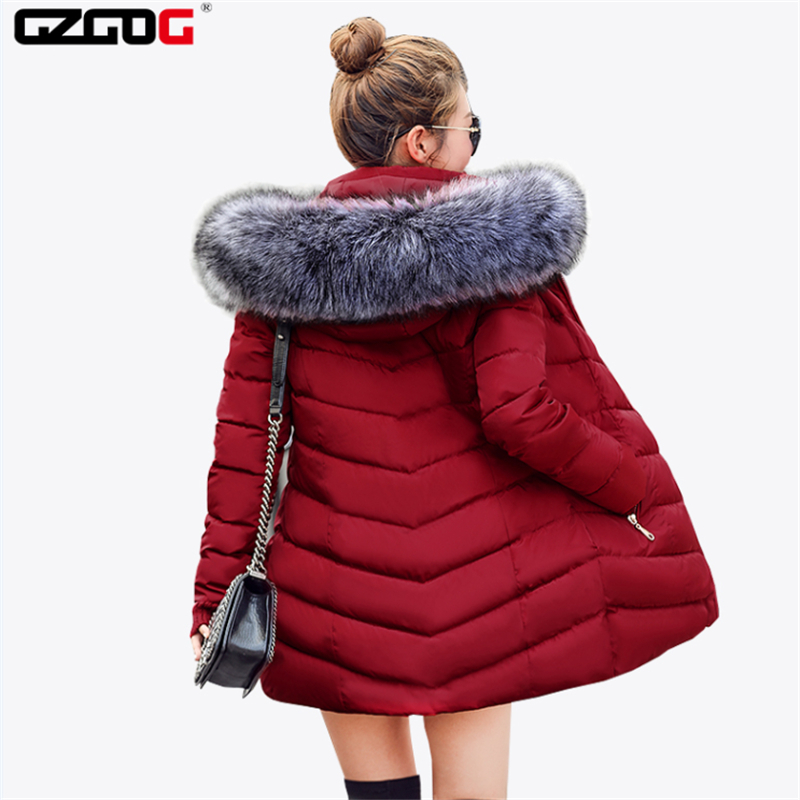 new Fashion Winter Jacket Women Big Fur Cotton Padded Thick Down Parkas XLong Female Jacket Coat Slim Warm Winter Outwear 200928