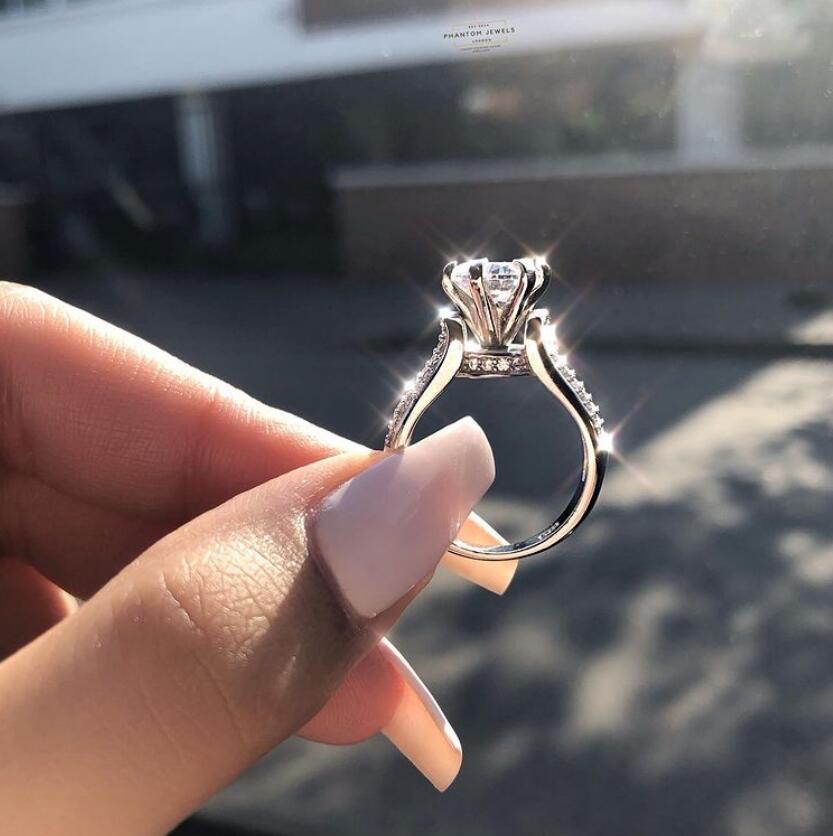 1.1CT New Arrival Sparkg Jewelry Round Cut White Topaz CZ Dia Gemstones Party Promise Women Wedding Engagement Band Ring Gift