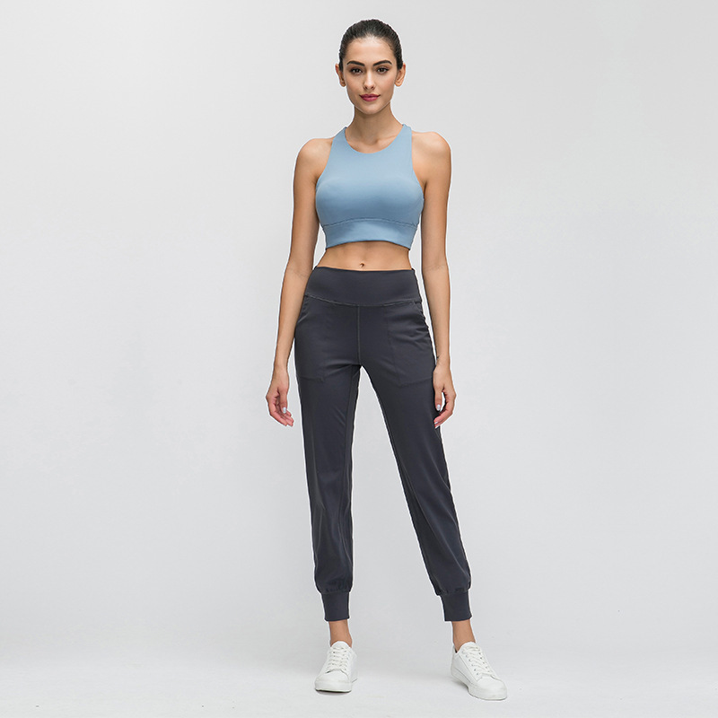 Women Naked-feel Fabric Loose Fit Sport Active Lounge Jogger Butter Soft Elastic Leggings with two side pockets Full length 201203