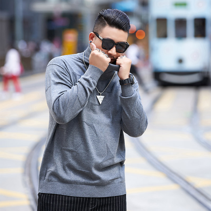 GXXH Spring and Autumn Plus Size 2xl-5XL 6xl 7xl 8XL big men's wear trendy sweater loose Turtleneck plus thin knitted Sweaters 201203