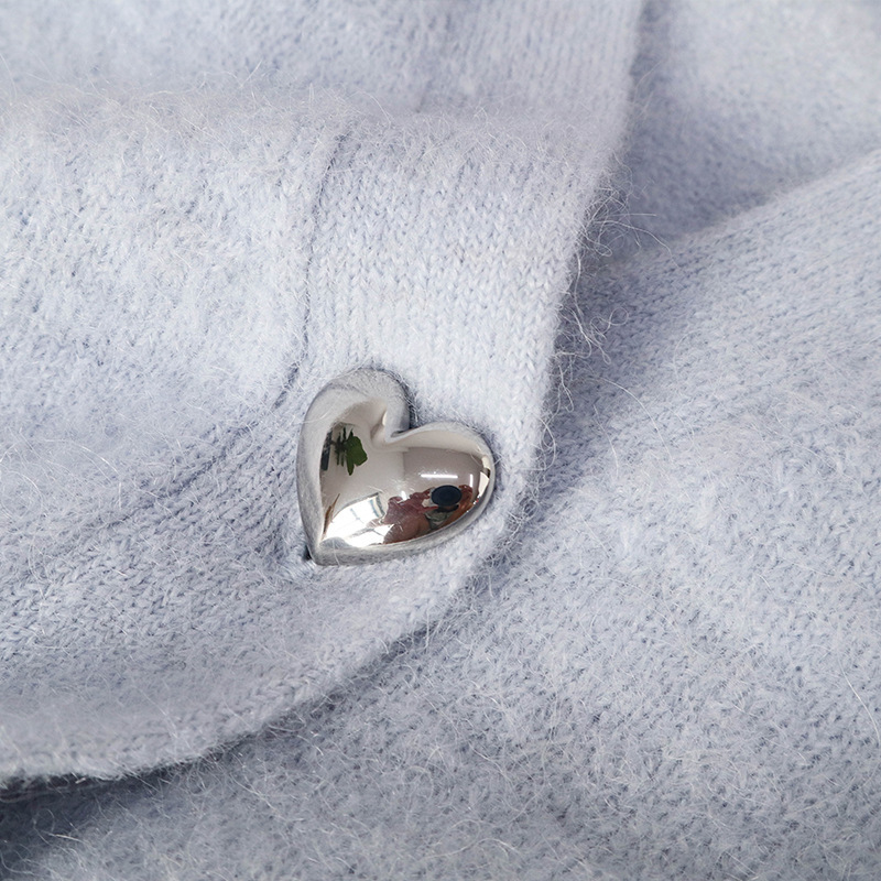 Autumn Women knitted Cardigan V-neck long-sleeved Jacket Female Heart Shape Buttons Female Sweet Mohair Outwear Top 201222