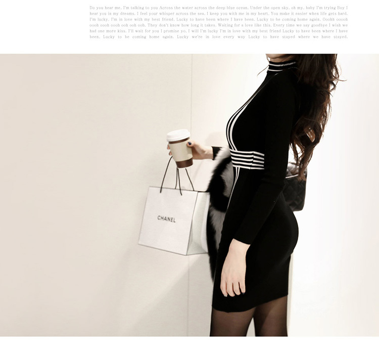 Winter Korean version of OL temperament bat sleeve waist knitted fashion jacquard sweater dress female 201221