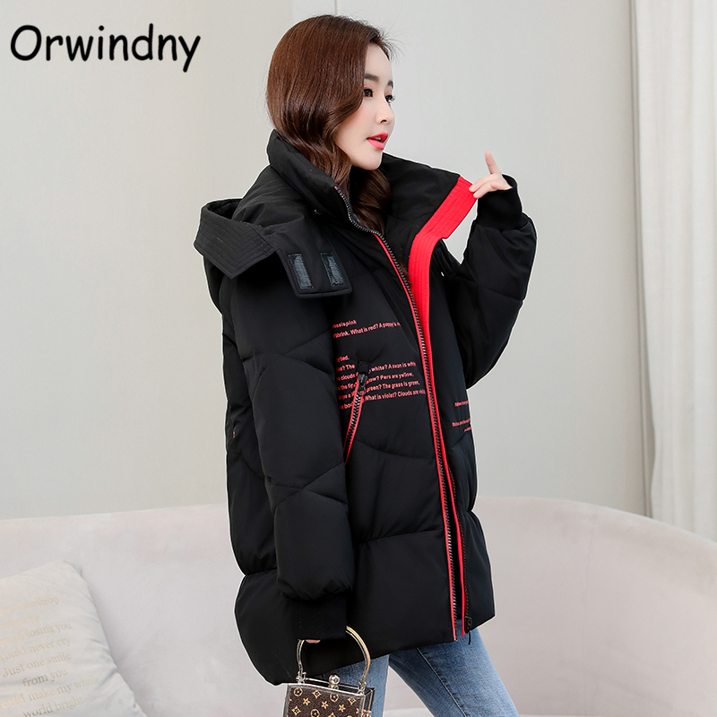 Orwindny Women Winter Jackets Plus Size 5XL Female Coat Snow Wear Outwear Hooded Warm Parka Letter Cotton Padded Clothing Ladies 201217