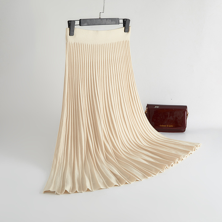 2021 New Vertical Striped Knitted Women Sweater Skirt Elastic Band Pleated Midi Chic High Waist A-line Skirts Female Glgi, Apricot
2021 New Vertical Striped Knitted Women Sweater Skirt Elastic Band Pleated Midi Chic High Waist A-line Skirts Female Glgi, Apricot