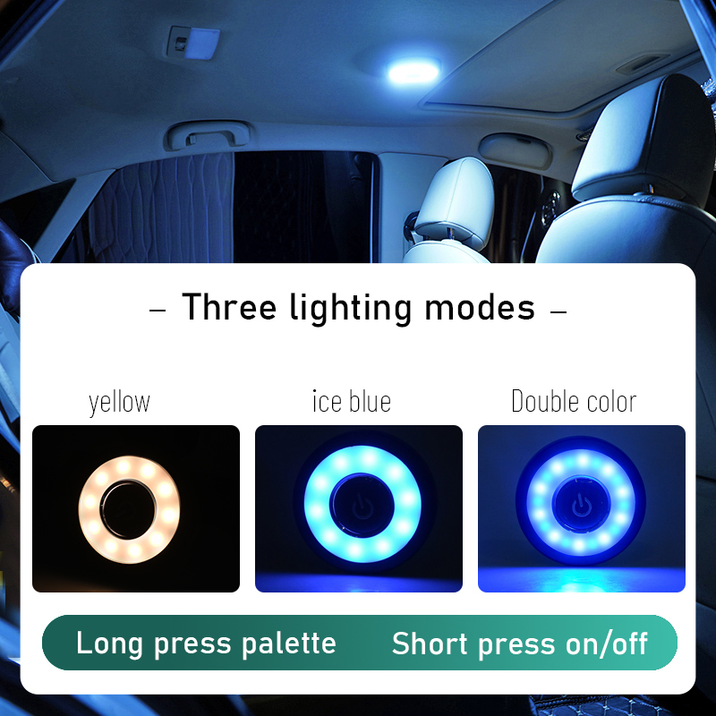 USB Rechargeable Car Interior Led Trunk Cargo Area Lights 12V Bright Multi-Function Wall Lamp Stick on Anywhere Push for Vehicle