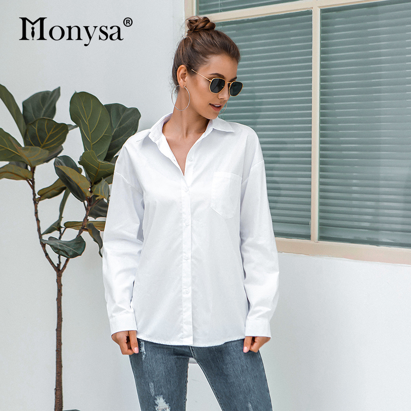 Casual White Shirt Women Autumn New Arrival Long Sleeve Cotton Blouses Ladies Loose Plus Size Tops Button Up Shirt 201125