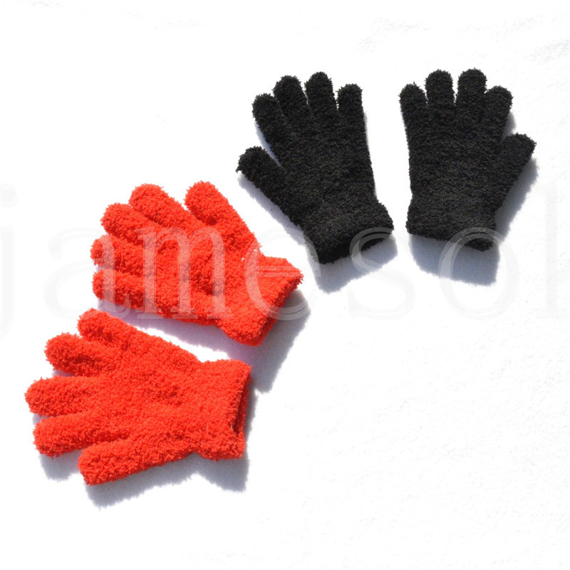 Warmom Coral Fleece Thicken Kids Gloves Winter Keep Warm Children Baby Plush Furry Full Finger Mittens Soft Gloves For 7-11Years DB251