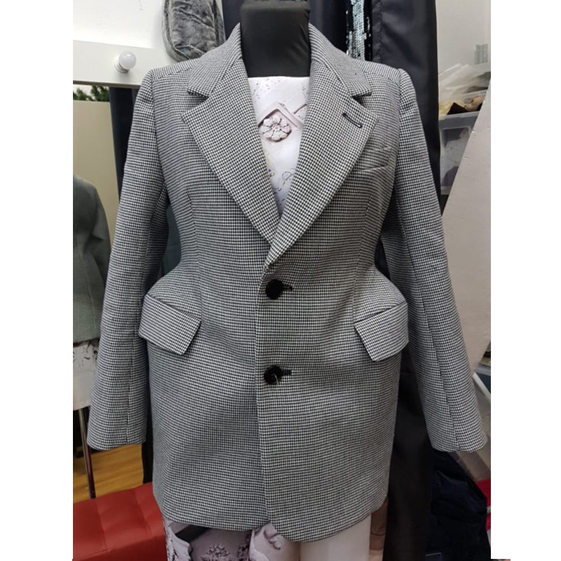 AEL Plaid Women's Blazer Long Sleeve Lapel Collar Pocket Slim Female Coat Spring Office Lady Fashion Clothin 201114