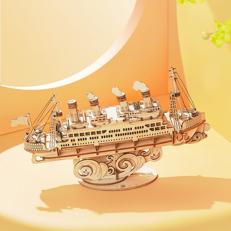 Robotime 3D Wooden Puzzle Games Boat & Ship Model Toys For Children Kids Girls Birthday Gift 201218
