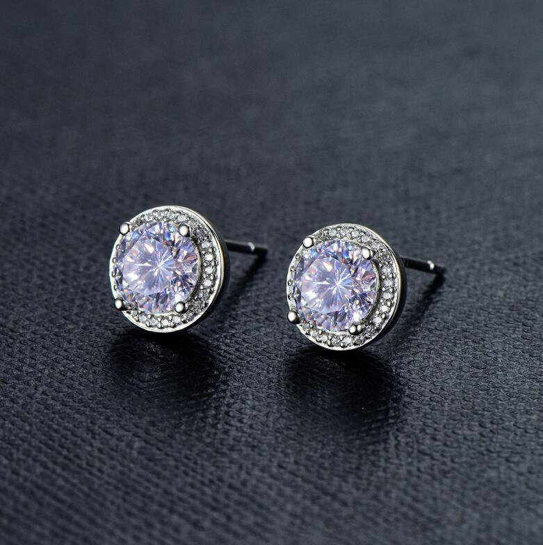 Sterg Sier S 2CT Moissanite Dia Earring Wedding Engagement Earrings Eent Cut Snow Round Hip Hop