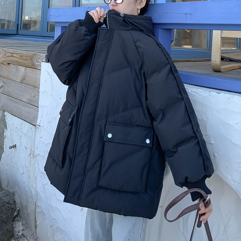 Woman Parkas Plus Size Winter Warm Thick Hooded Coat Pocket Padded Bubble Puffer Jacket Loose Casual Preppy Parka Outwear 201217