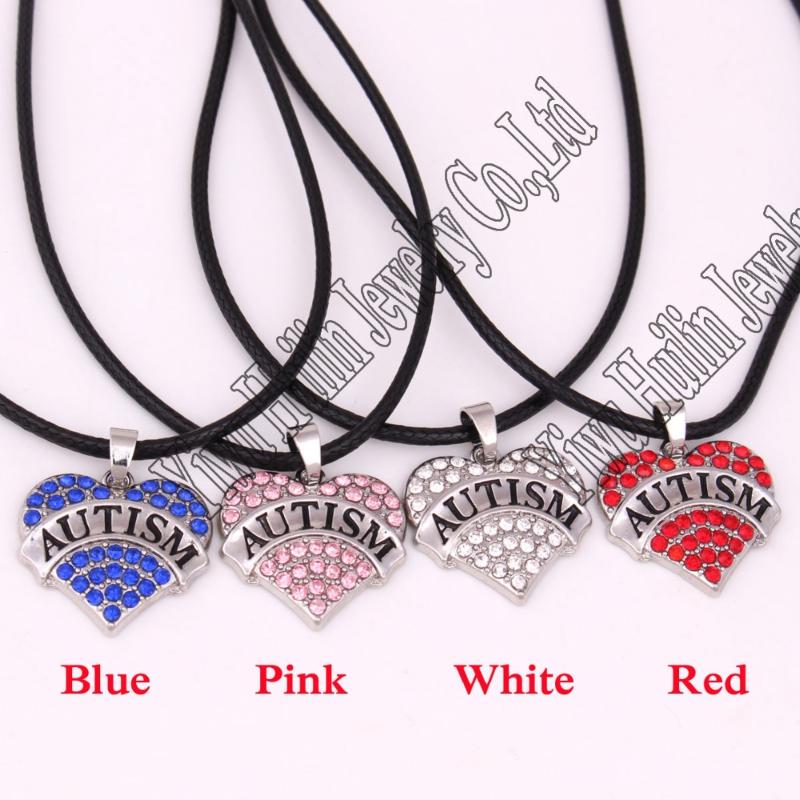 rhodium plated zinc studded with sparkling crystals AUTISM heart pendant rope chain necklace
rhodium plated zinc studded with sparkling crystals AUTISM heart pendant rope chain necklace