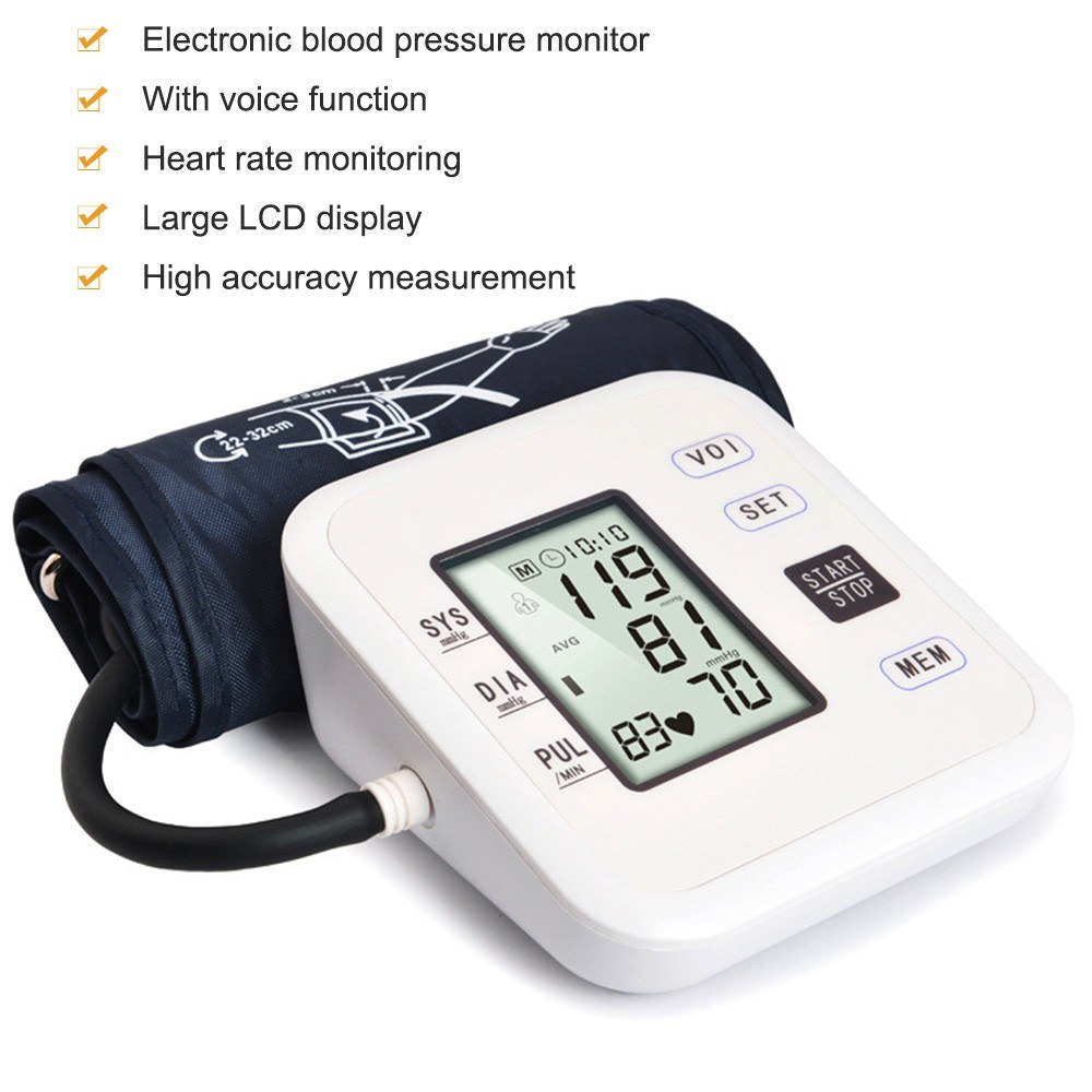Upper Arm Style Automatic Electronic Blood Pressure Monitor with Large LCD Display Digital Intelligent Blood Pressure Meter Measurement Tool, Customize
Upper Arm Style Automatic Electronic Blood Pressure Monitor with Large LCD Display Digital Intelligent Blood Pressure Meter Measurement Tool, Customize