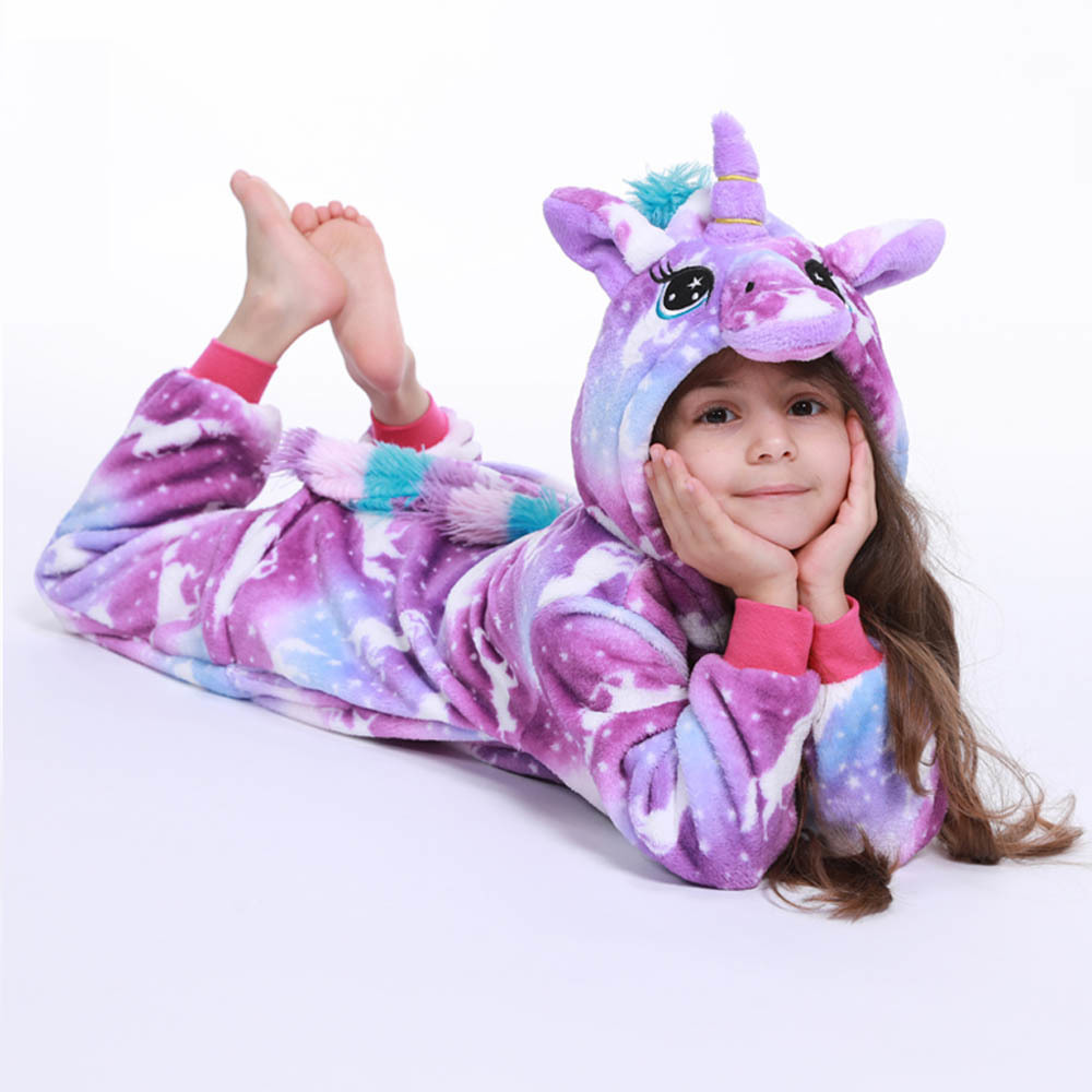 Kigurumi Unicorn Pajamas Animal Onesie for Children Girls Boys Sleepwear Kids Cartoon Licorne Pyjama Suit Winter Overalls 201104