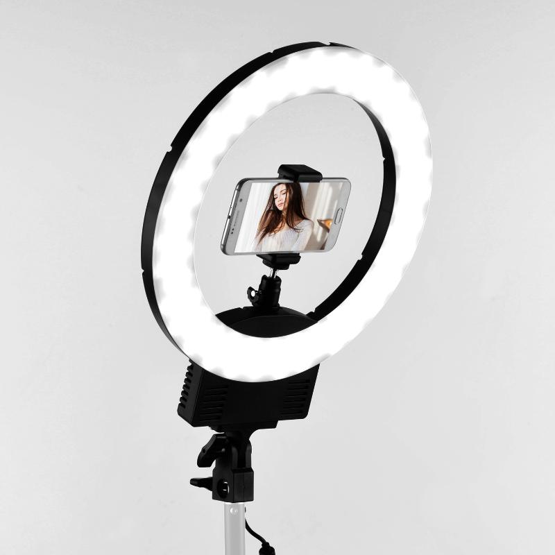 12 Inch LED Ring Light Ringlight 36W Stepless Dimmable Circle Lamp with Small Ballhead for Makeup Video Live Photographing
12 Inch LED Ring Light Ringlight 36W Stepless Dimmable Circle Lamp with Small Ballhead for Makeup Video Live Photographing