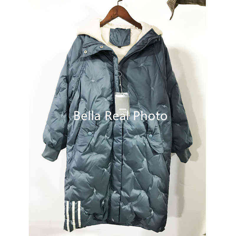 Hooded 90 White Duck Down Coat Women Long Jacket Winter Loose Down Jackets Female Overcoat Fashion Thick Parkas Lady Outwears 211221