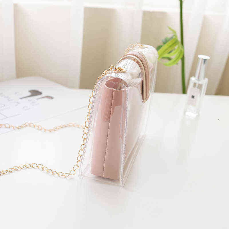 Japan and South Korea fashion child and mother bag PVC transparent jelly chain bag Single Shoulder Messenger women's bag 034