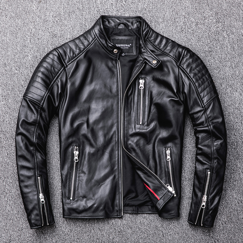 style soft mens motor biker leather Jacketman black genuine Leather coatfashion homme slim sheepskin clothes 201128