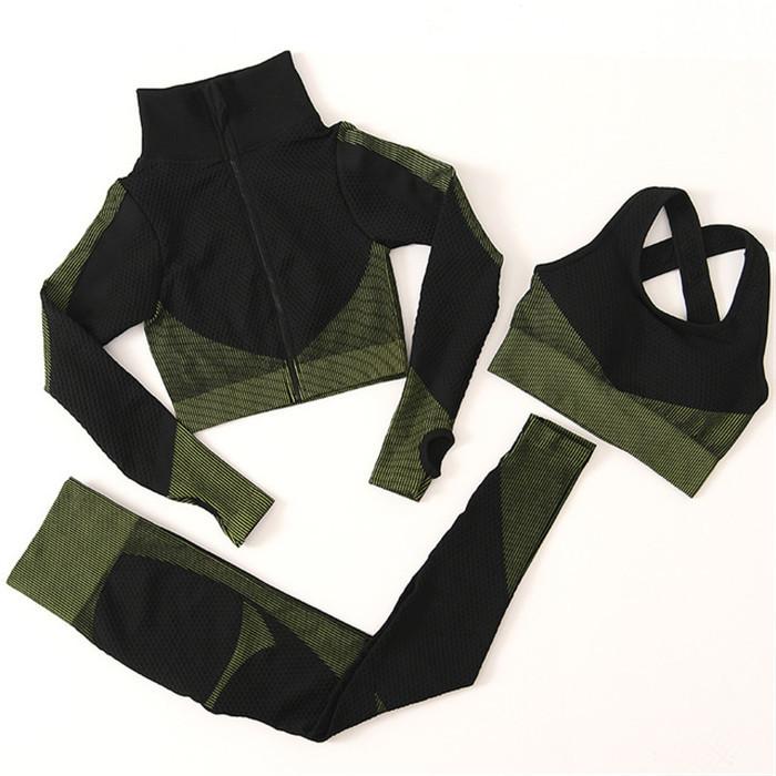 Fitness Suits Yoga Women Outfits 3pcs Sets Zipper Long Sleeve Sport Pant Bra+Seamless Leggings Workout Running Wear Gym Set, Black
Fitness Suits Yoga Women Outfits 3pcs Sets Zipper Long Sleeve Sport Pant Bra+Seamless Leggings Workout Running Wear Gym Set, Black