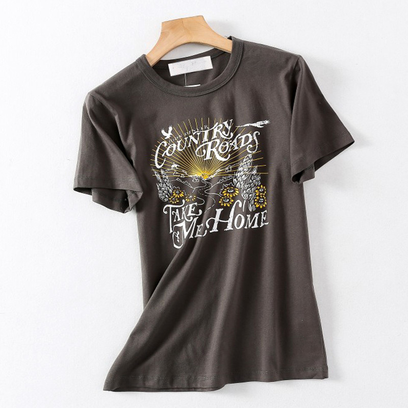 BOHO INSPIRED Graphic Tee black country roads women casual summer top shirt new print t shirts female Y200111