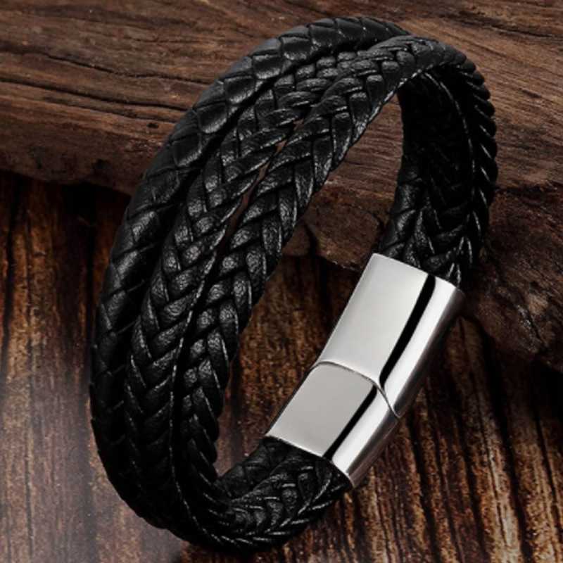 Trendy Genuine Leather Bracelets Men Stainless Steel Multilayer Braided Rope Bracelets for Male Female Jewelry
Trendy Genuine Leather Bracelets Men Stainless Steel Multilayer Braided Rope Bracelets for Male Female Jewelry