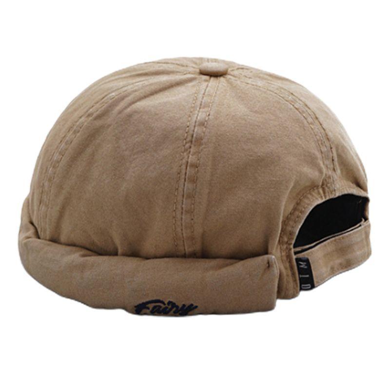 brimless docker cap unisex vintage solid color letters embroidery adjustable hip hop street skullcap 6panel beanie cuffed hat