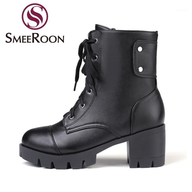 SmeeRoon 2020 New lace up women boots square high heels solid color autumn winter platform boots black ladies ankle shoes1, Black short plush
SmeeRoon 2020 New lace up women boots square high heels solid color autumn winter platform boots black ladies ankle shoes1, Black short plush