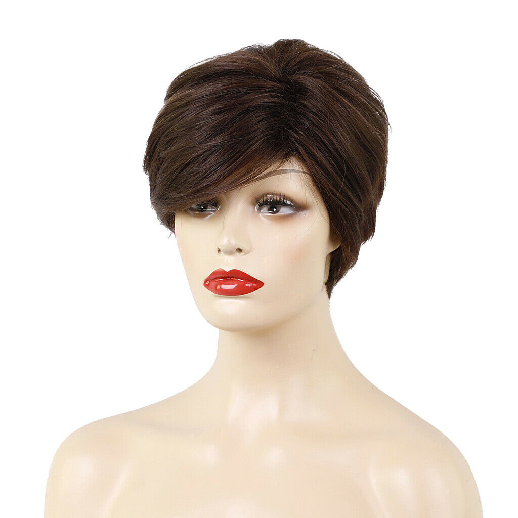 10 Inch Wigs Synthetic Hair Heat Resistant for Women With Inclined Bangs