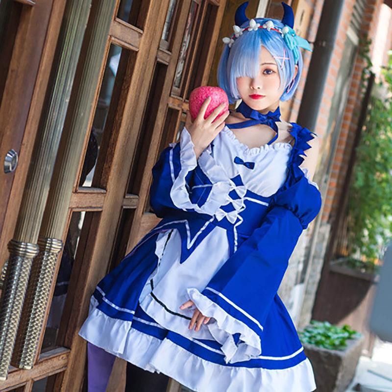 Casual Dresses Women Dress Maid Costume Cosplay Show Japanese Restaurant Lolita-Cute Work Anime Vestidos D14#