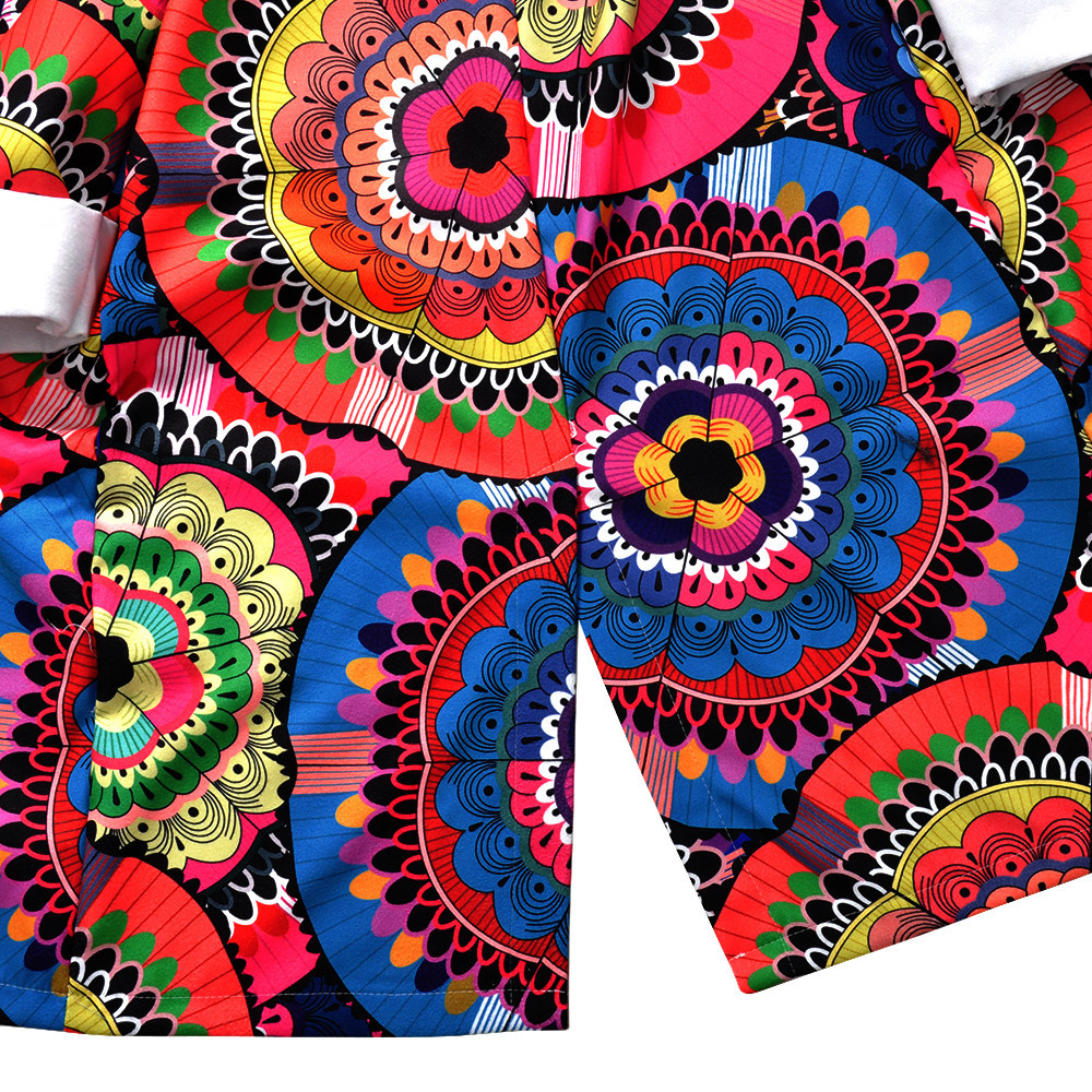 Women Coat Flower Printed Long Sleeve Winter Jacket Ladies Woolen Outwear Vintage Casual Chic Ethnic Style Female Coat 201112