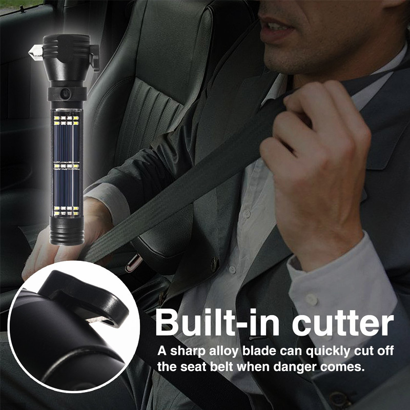 Dropship Car Flashlight Solar Flashlight USB Rechargeable Tactical 7 Mode Multi-function Torch bright Compass Power Bank Magnet 201210
