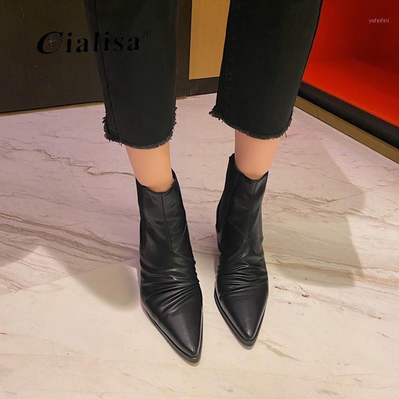 CIALISA Boot For Women Elastic Pleated Thin Heel Pointed Toe Ankle Boot 2020 New Autumn Winter Genuien Leather Elastic Shoes1, Black
CIALISA Boot For Women Elastic Pleated Thin Heel Pointed Toe Ankle Boot 2020 New Autumn Winter Genuien Leather Elastic Shoes1, Black