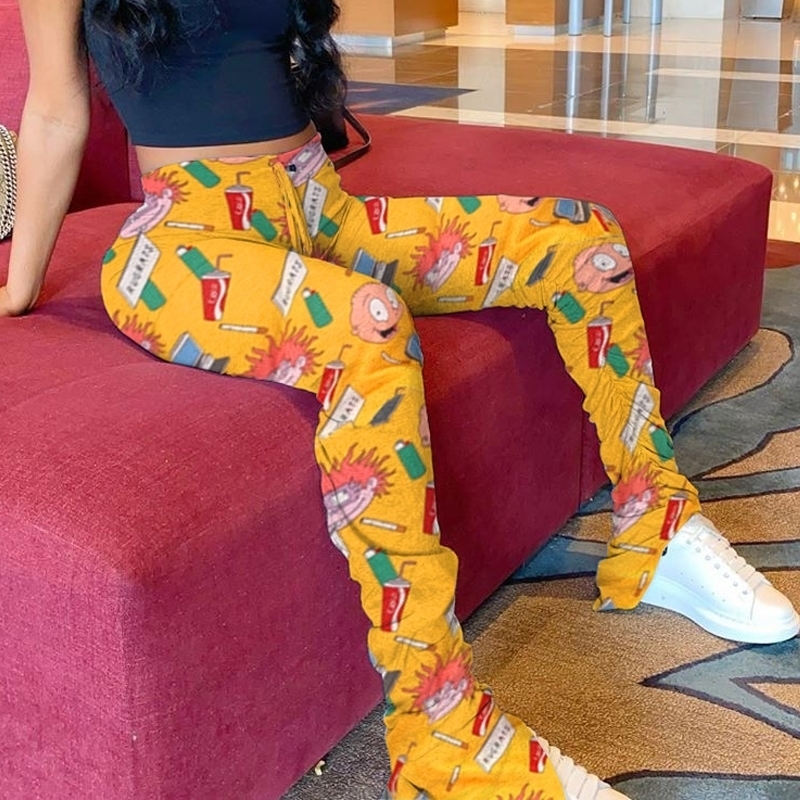 Cartoon Print High Waist Ruched Sweatpants Women Joggers Elastic Summer Stacked Leggings Bell Bottom Trouser Hem Flare Pant 201119, 01
Cartoon Print High Waist Ruched Sweatpants Women Joggers Elastic Summer Stacked Leggings Bell Bottom Trouser Hem Flare Pant 201119, 01