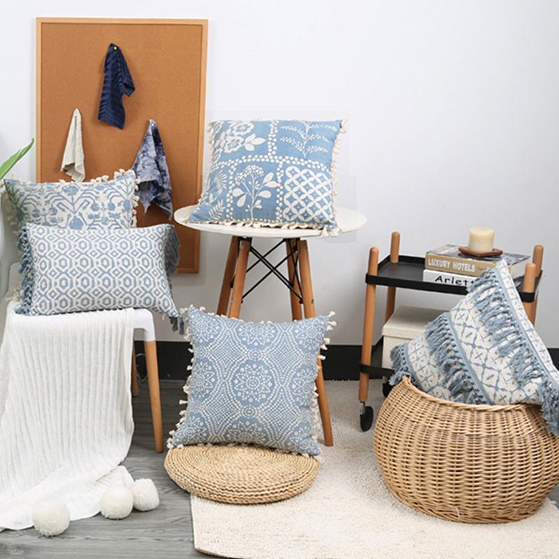 Vintage Pillow Cover 45x45cm/30x50cm Blue Cushion Cover With Tassles for home decoration Living Room Boho Style Retro
Vintage Pillow Cover 45x45cm/30x50cm Blue Cushion Cover With Tassles for home decoration Living Room Boho Style Retro