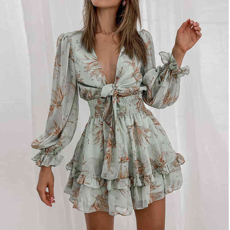 Long Sleeve V-neck Floral Women Bohemian Beach Casual Dresses Tie Bow Slim Waist A-line Elegant Ladies Short Dress Clothes, Black;gray
Long Sleeve V-neck Floral Women Bohemian Beach Casual Dresses Tie Bow Slim Waist A-line Elegant Ladies Short Dress Clothes, Black;gray
