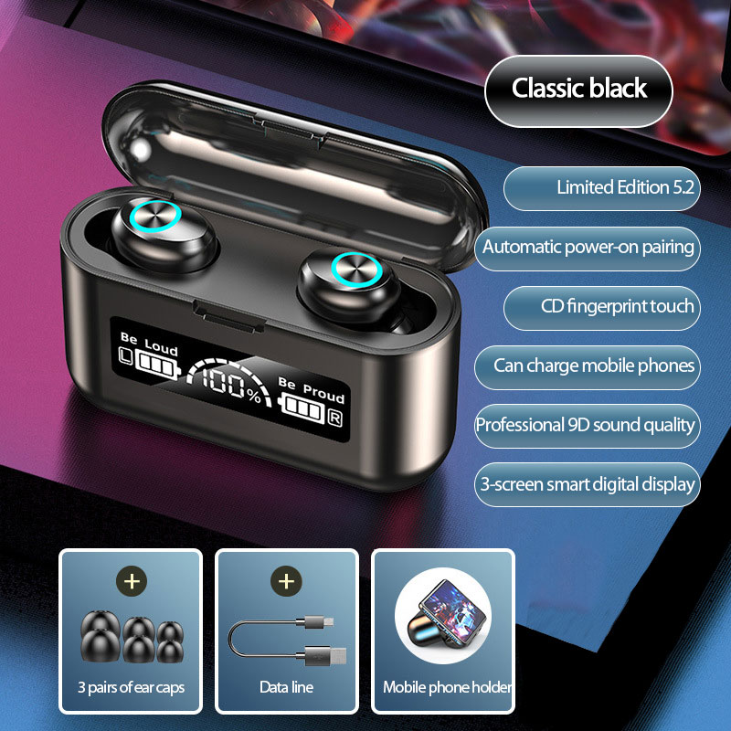 Earphones Wireless Headphones Bluetooth-compatible Earphone V5.1 2200Mah Power Bank LED Charging Box Waterproof IPX7 Bass Stereo Earbuds, Black
Earphones Wireless Headphones Bluetooth-compatible Earphone V5.1 2200Mah Power Bank LED Charging Box Waterproof IPX7 Bass Stereo Earbuds, Black