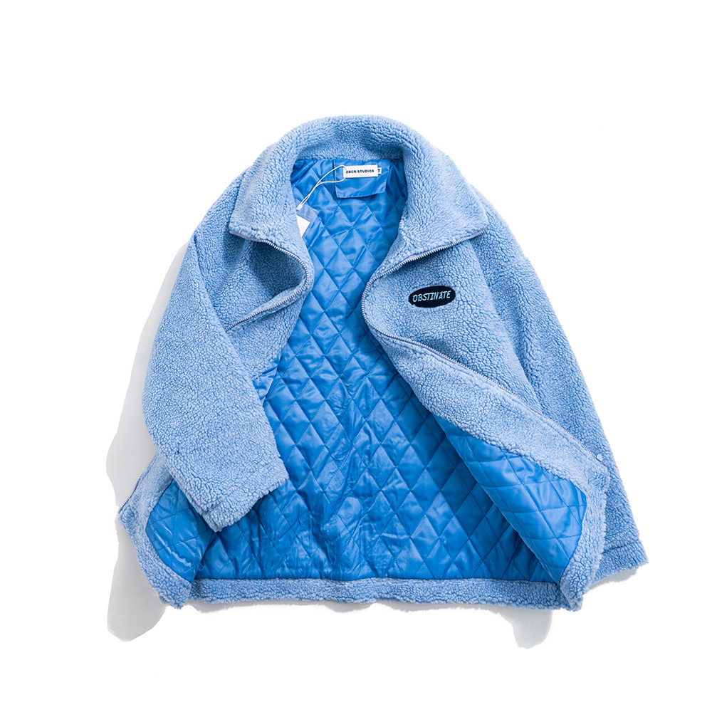 LINDSEY SEADER Harajuku Lamb Wool Winter Jacket Embroidery Bear Thin Parkas Men Streetwear Cotton Zipper Winter Men Coats 201118