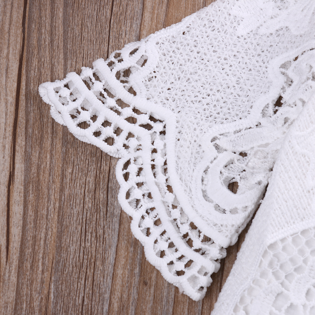 Summer Baby Girls White Ruffles Sleeve Lace Romper Infant Baby Elegant Lace Jumpsuit Clothes Sunsuit Outfits 201027