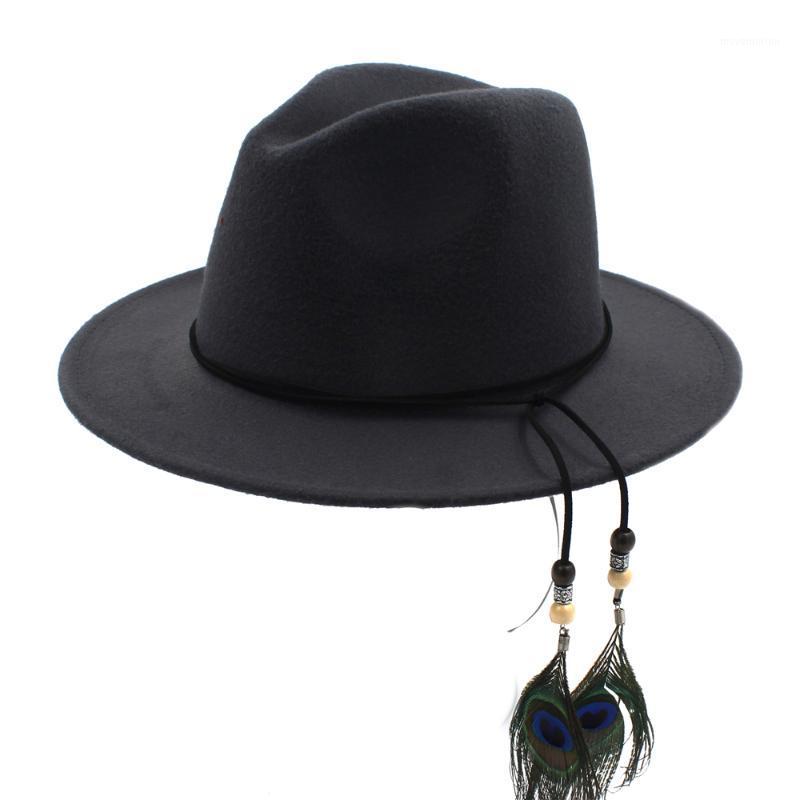 New Fashion Wool Unisex Women's Men'sWide Brim Fedora Hat For Laday Woolen Feather Headband Jazz Cap1, Black
New Fashion Wool Unisex Women's Men'sWide Brim Fedora Hat For Laday Woolen Feather Headband Jazz Cap1, Black